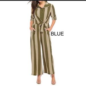 Luxology blue pants romper medium stretchy 1353